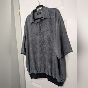 Vintage 90s Fulton Street Works Banded Polo Gray and Black Shirt 3XLT